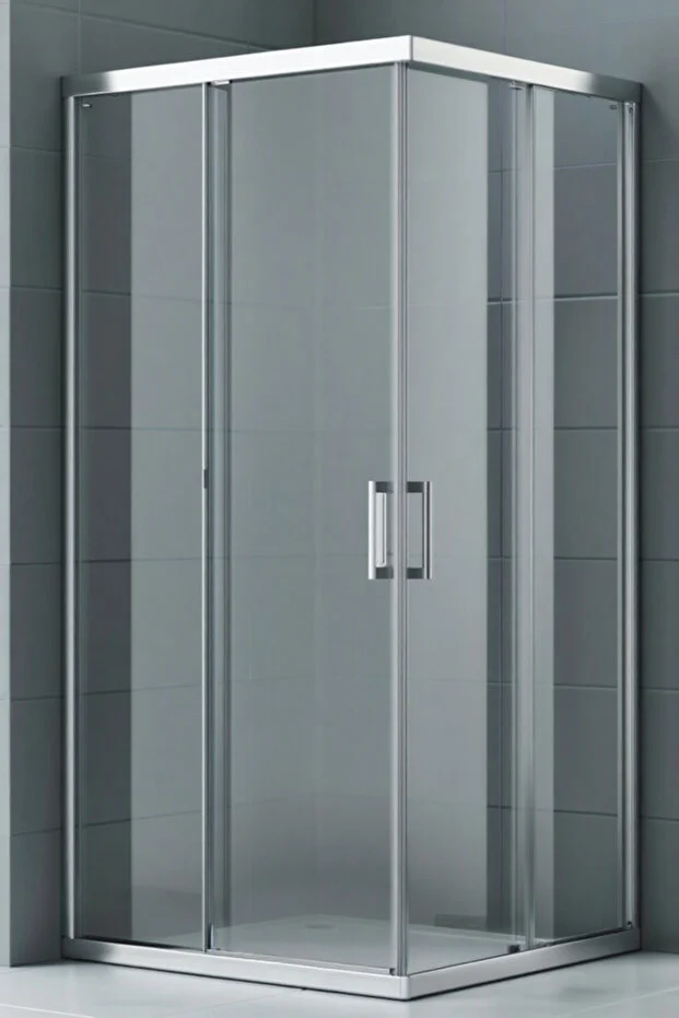 Kare Şeffaf 5 mm Temper Camlı Kayar Kapılı Duşakabin 190 cm Duş Teknesiz